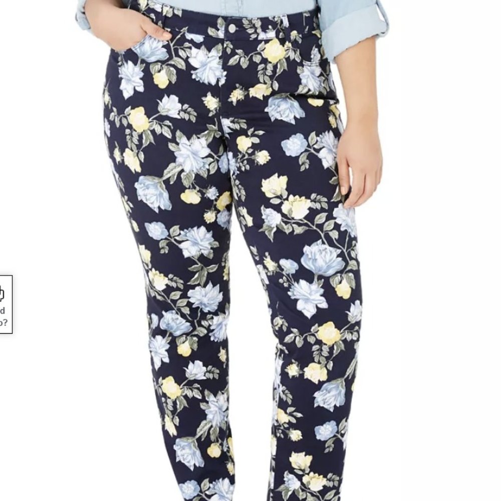 Charter Club Plus Size Print Straight-Leg Jeans.